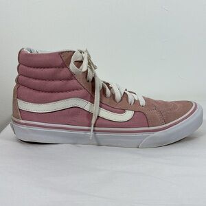 Vans Off The Wall Old Skool Sk8 Hi-Pig Shoes 9 Suede High Tops Pink Sneaker